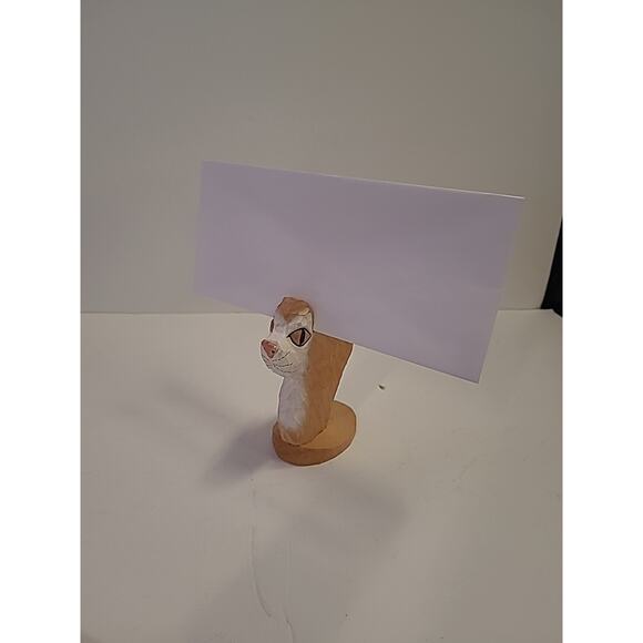 Peepers Eyeglass Holder Cat Kitty Kitten Orange Tabby Wood Hand Carved - Picture 4 of 10